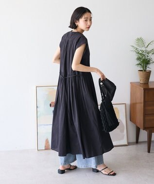 CRAFT STANDARD BOUTIQUE インド綿フレンチスリーブワンピース Black