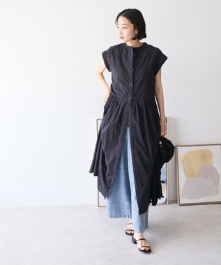 CRAFT STANDARD BOUTIQUE インド綿フレンチスリーブワンピース Black