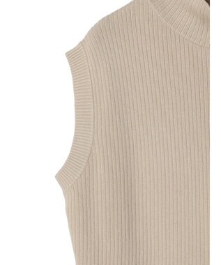 Green Parks ＺＩＰ付きリブニットベスト Beige