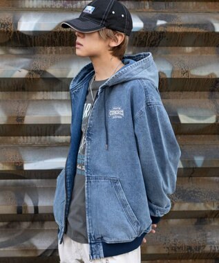 WEGO ワーカーズフードブルゾン デニム中濃加工色