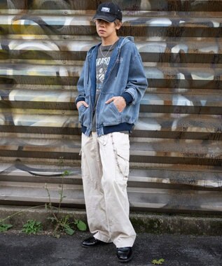 WEGO ワーカーズフードブルゾン デニム中濃加工色