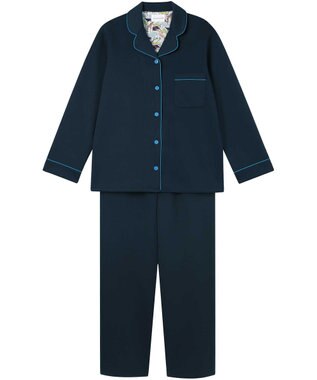 une nana cool 【綿混】ハイゲージダブルエアー 長袖開襟パジャマ MADE WITH LIBERTY FABRIC グレイッシュブルー