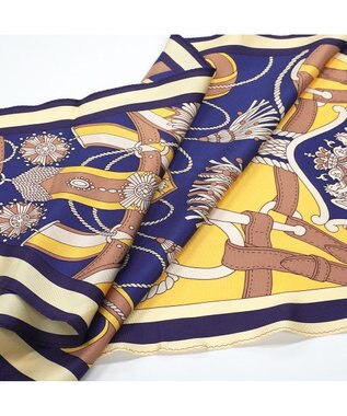 Marca 【Marcaオリジナル】バイカラーベルト シルクツイル 菱形スカーフ イエロー×ブルー