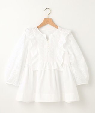 組曲 S 【WEB限定色あり】レースコンビシャーティング ブラウス アイボリー系