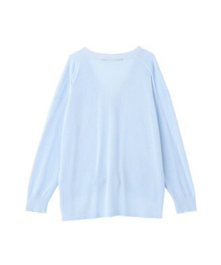 YECCA VECCA ハイゲージミドル丈Vネックカーディガン Sax