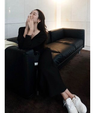 Green Parks フレアニットワンピース Black