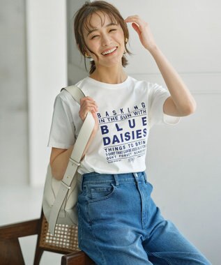 組曲 L ブルーデイジーロゴプリント Tシャツ アイボリー系8