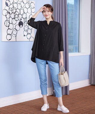 Tiaclasse 【新色追加・洗える】アンクルテーパードパンツ サックス