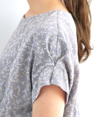 Tiaclasse 【洗える】花柄タックフレンチスリーブワンピース グレー