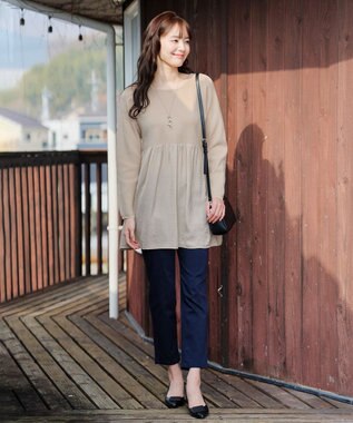 Tiaclasse 【新色追加・洗える】アンクルテーパードパンツ ネイビー