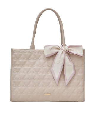 Maison de FLEUR スカーフ付リボンキルティングトートバッグ Pink