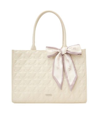 Maison de FLEUR スカーフ付リボンキルティングトートバッグ Ivory