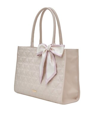 Maison de FLEUR スカーフ付リボンキルティングトートバッグ Pink