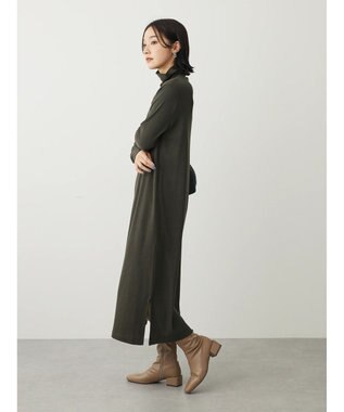 Green Parks リブカットＩラインワンピース Dark Khaki