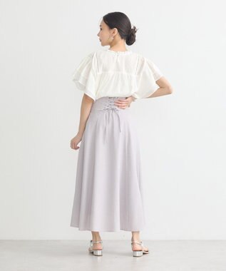 earth music&ecology フリルピンタック半袖ブラウス Off White