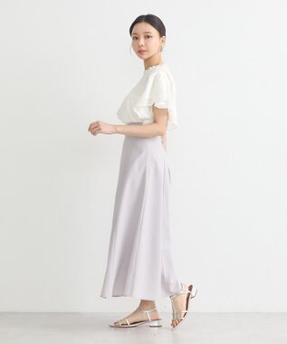 earth music&ecology フリルピンタック半袖ブラウス Off White