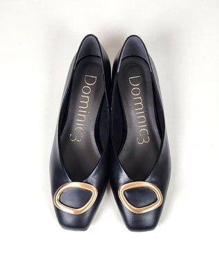 Dominic3 デザインバックル ローヒール レザーパンプス ブラック