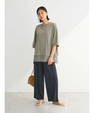 Green Parks セルフカットプリーツ風パンツ Charcoal Gray