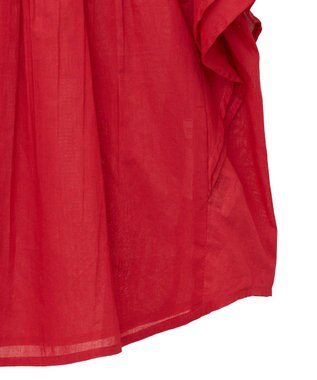 earth music&ecology フリルピンタック半袖ブラウス Red