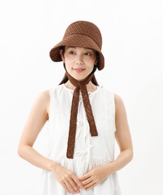 AURORA 【 LANVIN en Bleu （ランバン オン ブルー）】レースボンネット風クロッシェハット ブラウン