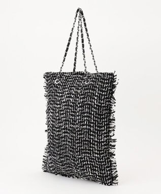 ICB フリンジツイードトート オフホワイト×ブラック系