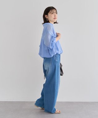 Green Parks 裾ドロストシアーシャツ Sax