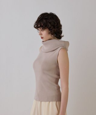 GRACE CONTINENTAL オフショルリブニットトップ ベージュ