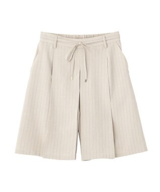 earth music&ecology 【セットアップ対応】ウエストリボンバミューダパンツ Stripe Ivory