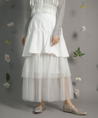 Green Parks ｄａｚｚｌｉｎ　ツイルチュールレイヤードスカート