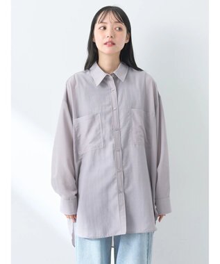 earth music&ecology ウ゛ィンテージボタンフロントポケットシャツ Light Gray