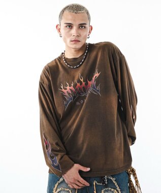 WEGO 【ユニセックス着用ITEM】フレイムグラフィックBIGT（LS） ブラウン