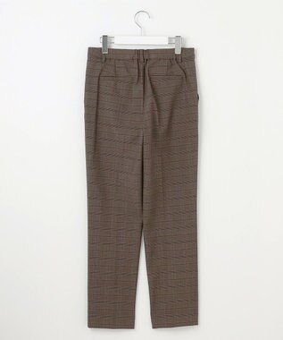 J.PRESS LADIES L 【洗える】T/Rアルガンシルクチェック テーパード パンツ ブラウンチェック系