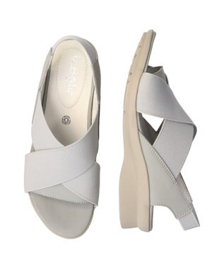 INTER-CHAUSSURES 【BUSSOLA】ワイドエラスティッククロスベルトサンダル グレーヌバック