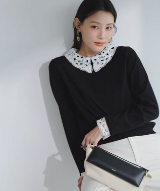 ANY SIS S レース襟 ニット ブラック