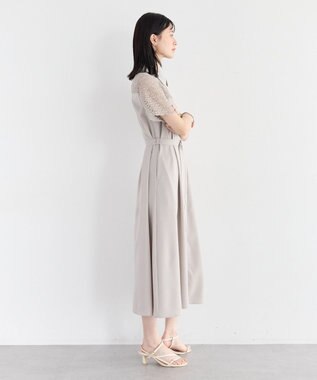 YECCA VECCA レース切替ワンピース Gray Beige