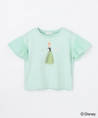 ANY KIDS 【ディズニー/FROZEN】【綿100%】袖チュール Tシャツ ミント（「アナ」）