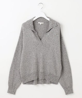 自由区 S ペーパーウールコットン襟付き ニット グレー系