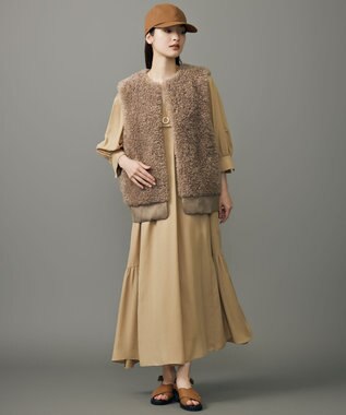 自由区 L 【SHIHOさん着用】カルガンラムエコファー ジレ モカ