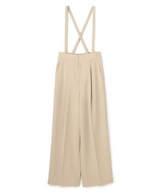 uncrave ウォッシャブルドライサップ ワイドパンツ（サスペンダー付き） シャンブレーベージュ