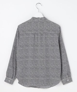 J.PRESS LADIES L ジーナ梨地 幾何プリント ブラウス ホワイト×ネイビー系