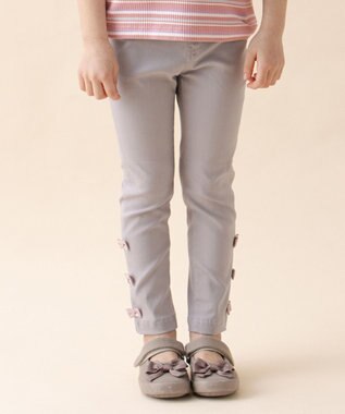 ANY KIDS 裾リボンストレート パンツ グレージュ