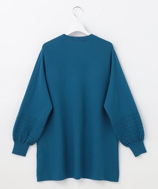 自由区 【洗える】レーヨンポリエステルスムース チュニック丈ニット ブルー系