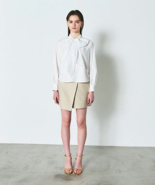 GRACE CONTINENTAL ボウタイギャザートップ ホワイト