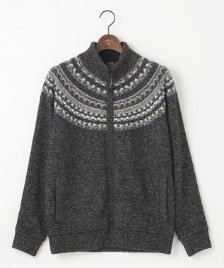 JOSEPH ABBOUD MOUNTAIN 【イタリア糸使用/サスティナブル素材/裏地付き/ライナードッキング対応】 コットンウールジャガードニットアウター ブラック系