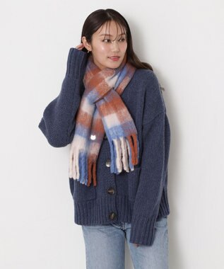 MOONBAT PAUL&JOE ACCESSOIRES(ポール&ジョー) ボリュームマフラー ブロックチェック ブラウン