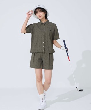 FILA GOLF／marie claire 【FILA GOLF】 ブランドロゴプリント半袖シャツ カーキ