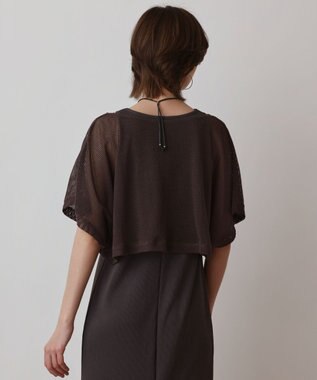 GRACE CONTINENTAL メッシュレイヤードワンピース チャコール