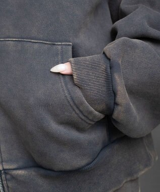 WEGO 裏起毛ファーフードBIGZIPパーカー ブラックその他