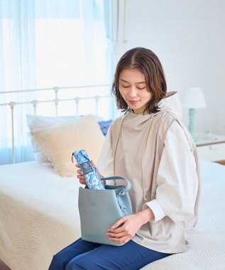 MOONBAT urawaza slim(ウラワザ スリム) 3秒でたためる傘 折りたたみ傘 フローティングフラワー 大きめ55cm UV サックスブルー