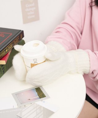 WEGO 【手袋】ケーブルミトングローブ ホワイト